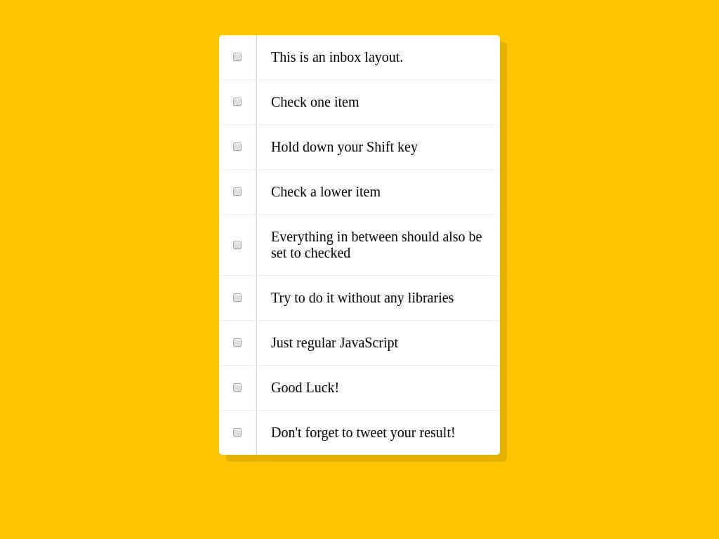 Hold Shift and Check Checkboxes
