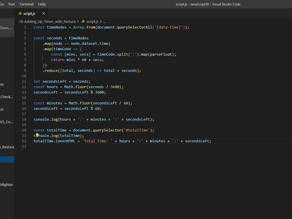 Adding Up Times with Reduce